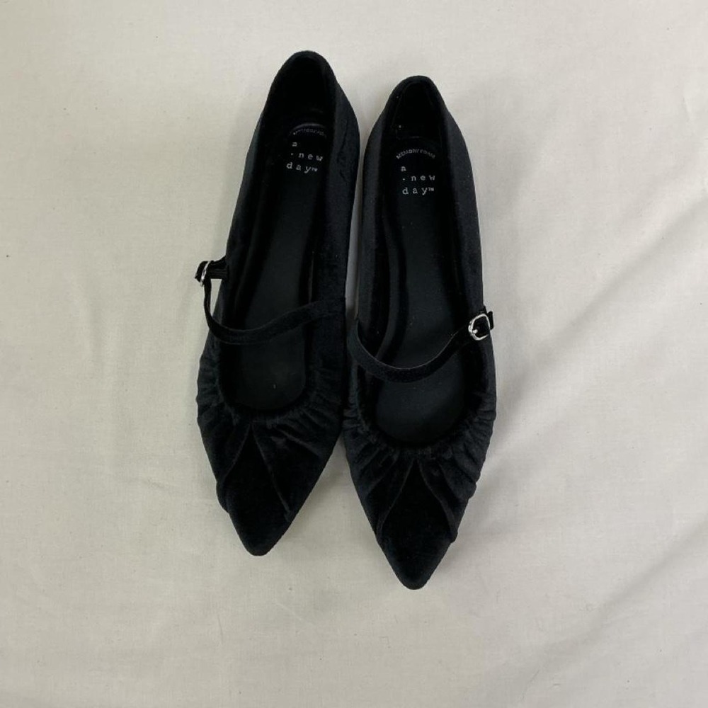 Elegant black velvet Mary Jane flats by A New Day